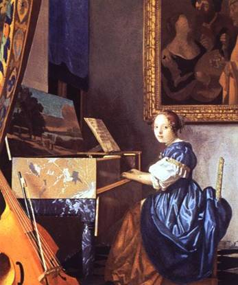 Vermeer-dame assise a l'pinette